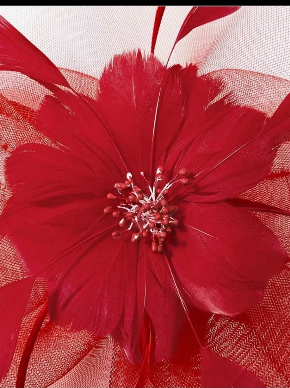 Kentucky Feather Mesh Fascinators Derby Hats with Clip & headband red